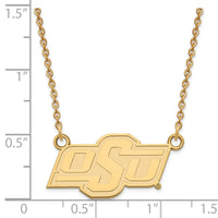 14k Gold LogoArt Oklahoma State University O-S-U Small Pendant 18 inch Necklace
