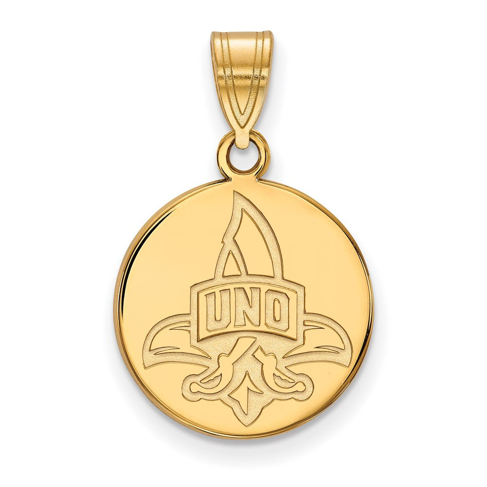 14ky  University of New Orleans Medium Disc Pendant