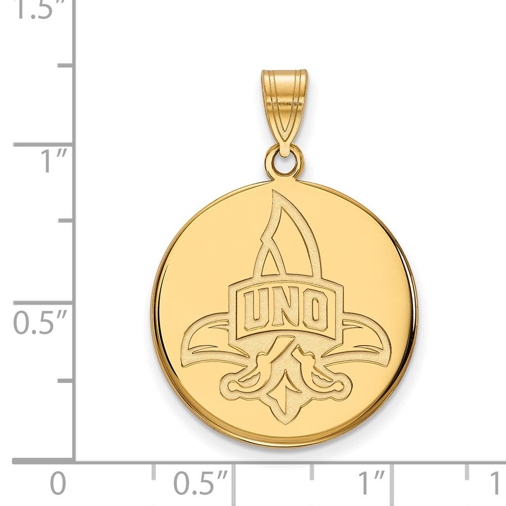 14ky  University of New Orleans Large Disc Pendant