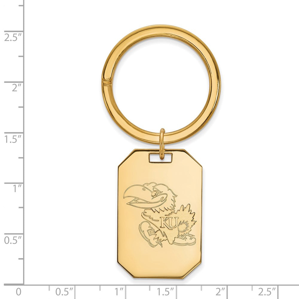 Sterling Silver Gold-plated LogoArt University of Kansas Jayhawk Key Ring