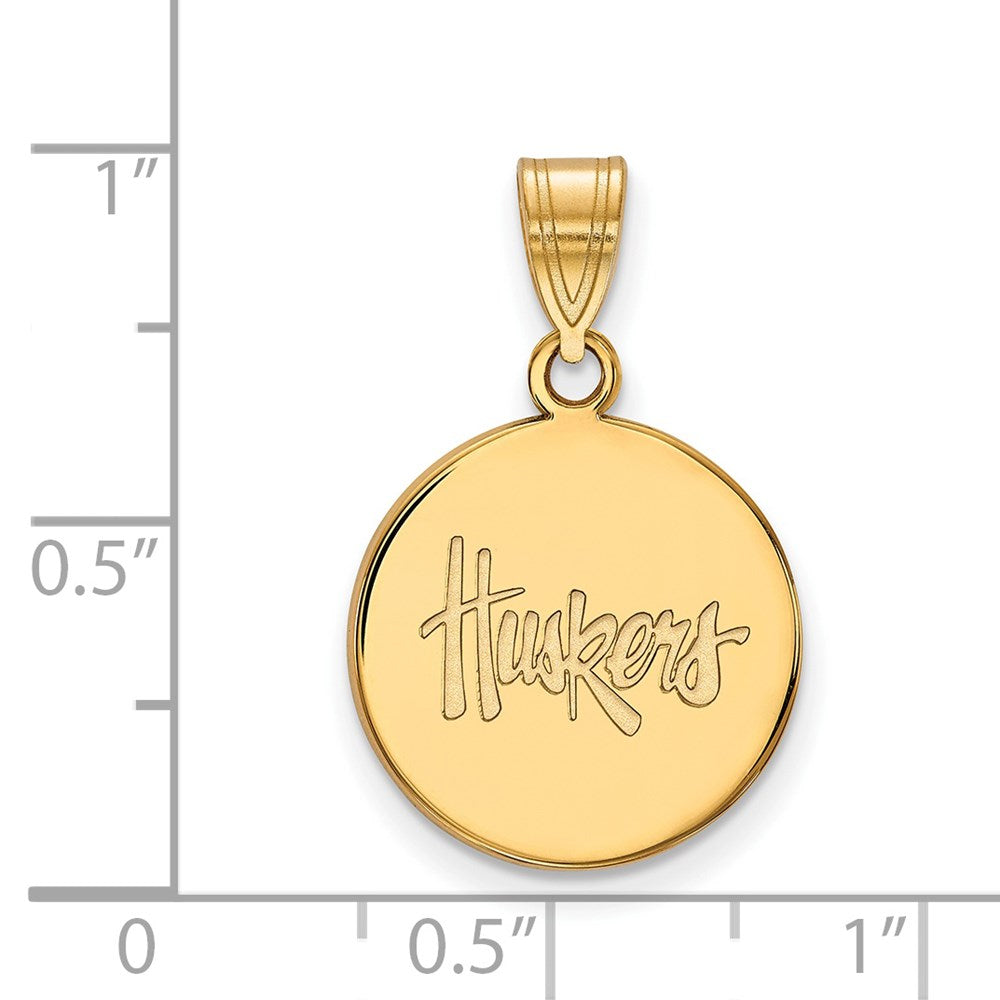 14ky  University of Nebraska Medium Disc Pendant