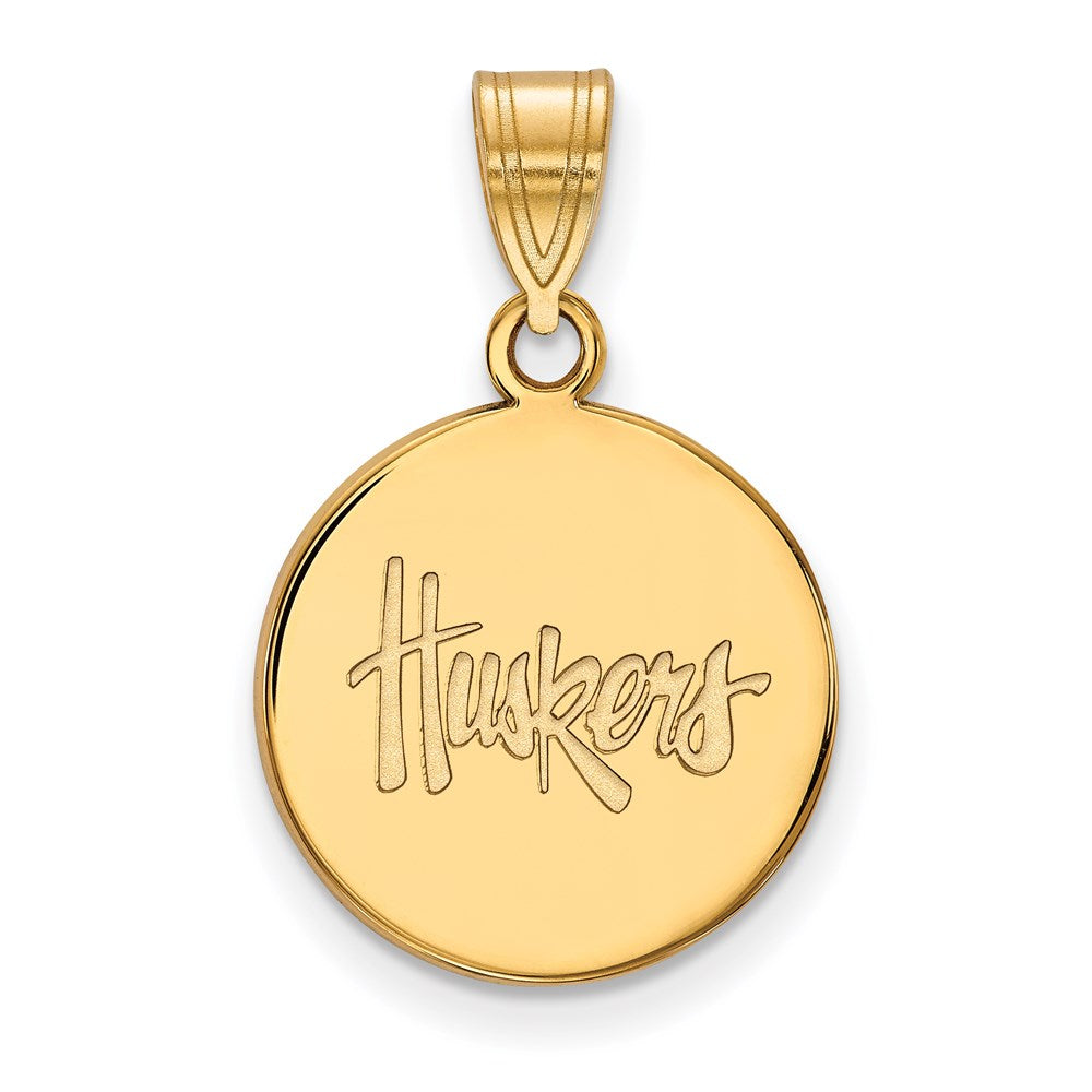14ky  University of Nebraska Medium Disc Pendant