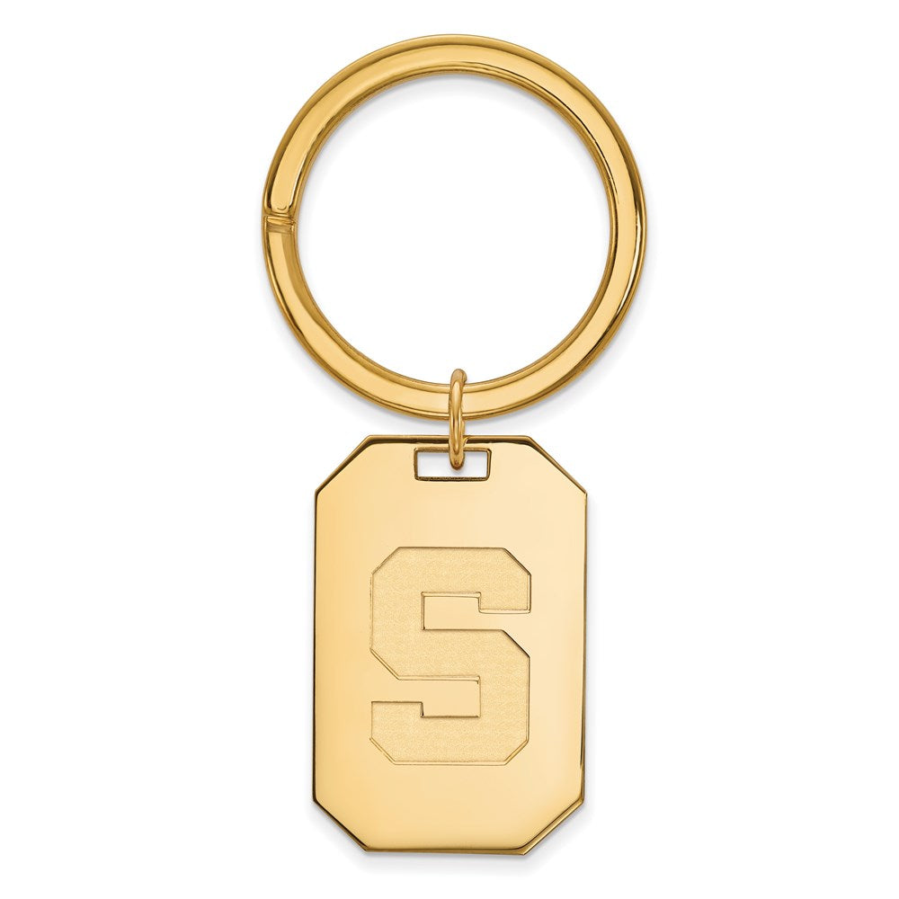 Sterling Silver Gold-plated LogoArt Michigan State University Letter S Key Ring