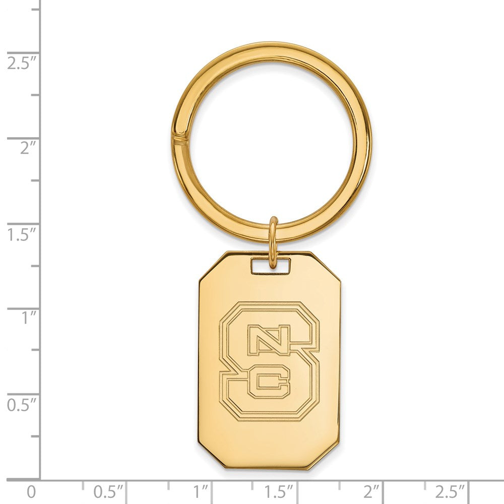Sterling Silver Gold-plated LogoArt North Carolina State University N-C-S Key Ring