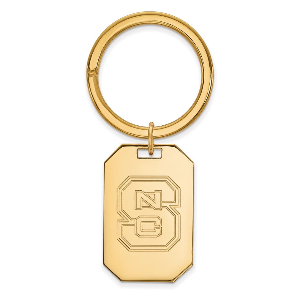 Sterling Silver Gold-plated LogoArt North Carolina State University N-C-S Key Ring