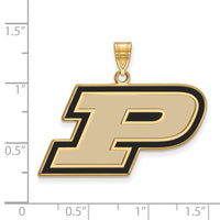 Sterling Silver Gold-plated LogoArt Purdue University Letter P Large Enameled Pendant