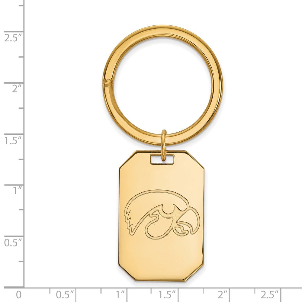 Sterling Silver Gold-plated LogoArt University of Iowa Hawk Key Ring