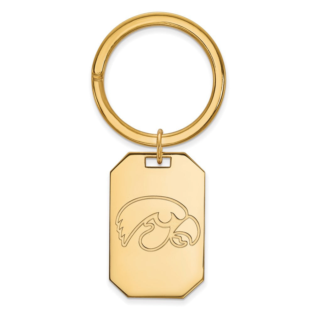 Sterling Silver Gold-plated LogoArt University of Iowa Hawk Key Ring
