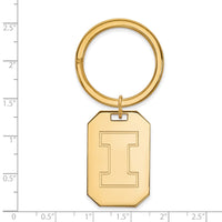 Sterling Silver Gold-plated LogoArt University of Illinois Letter I Key Ring