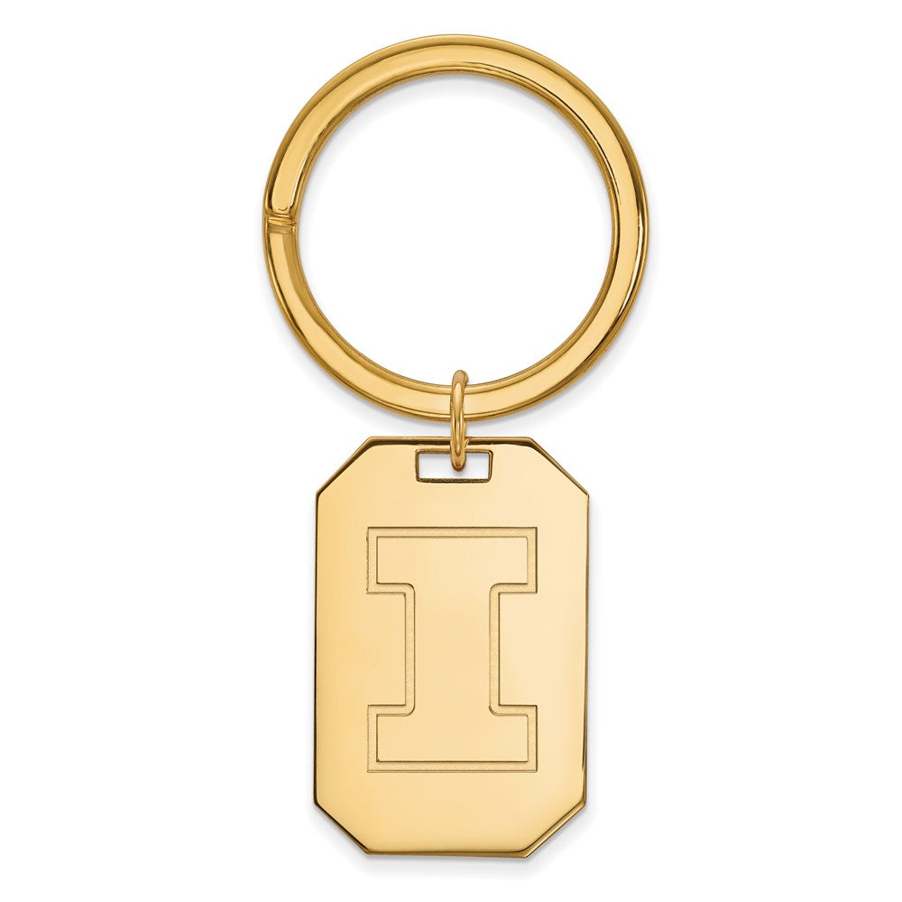 Sterling Silver Gold-plated LogoArt University of Illinois Letter I Key Ring