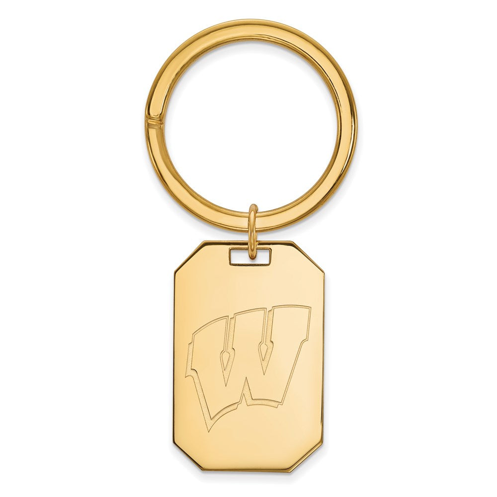 Sterling Silver Gold-plated LogoArt University of Wisconsin Letter W Key Ring