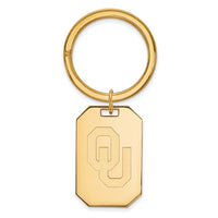 Sterling Silver Gold-plated LogoArt University of Oklahoma O-U Key Ring