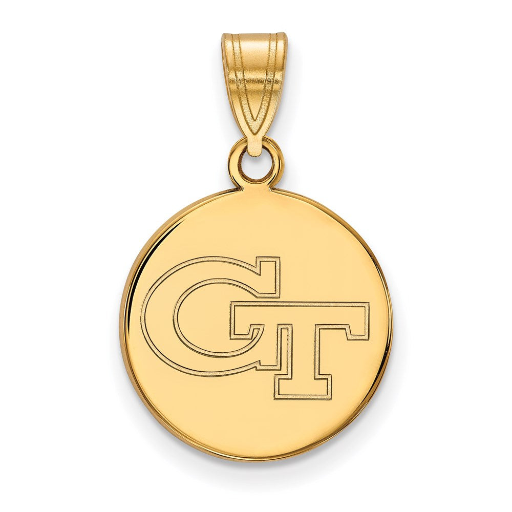 14k Gold  Georgia Tech G-T Medium Disc Pendant