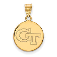 14k Gold  Georgia Tech G-T Medium Disc Pendant