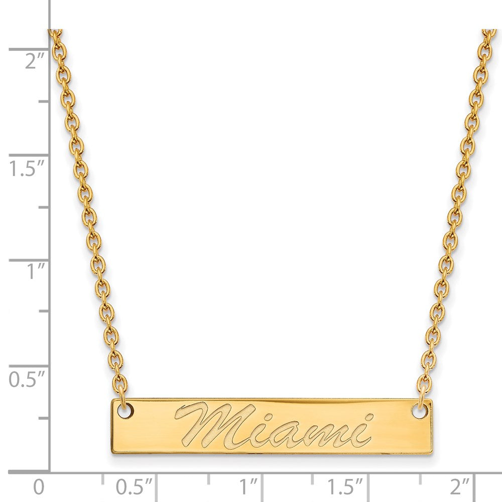 14k Gold LogoArt Miami University Ohio Small Bar 18 inch Necklace