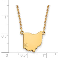 14k Gold LogoArt Miami University Ohio Shape 18 inch Necklace