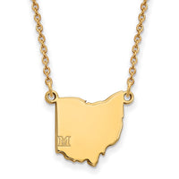14k Gold LogoArt Miami University Ohio Shape 18 inch Necklace