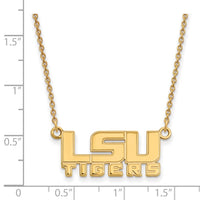 14k Gold LogoArt Louisiana State University L-S-U Tigers Small Pendant 18 inch Necklace