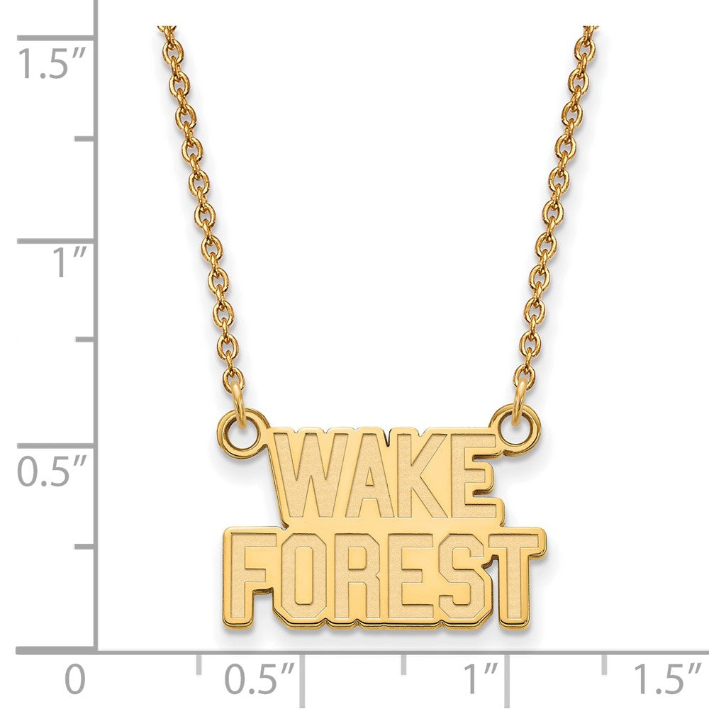 14k Gold LogoArt Wake Forest University W-F Deacon Small Pendant 18 inch Necklace
