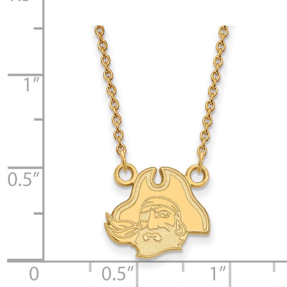 14k Gold LogoArt East Carolina University Pirate Small Pendant 18 inch Necklace