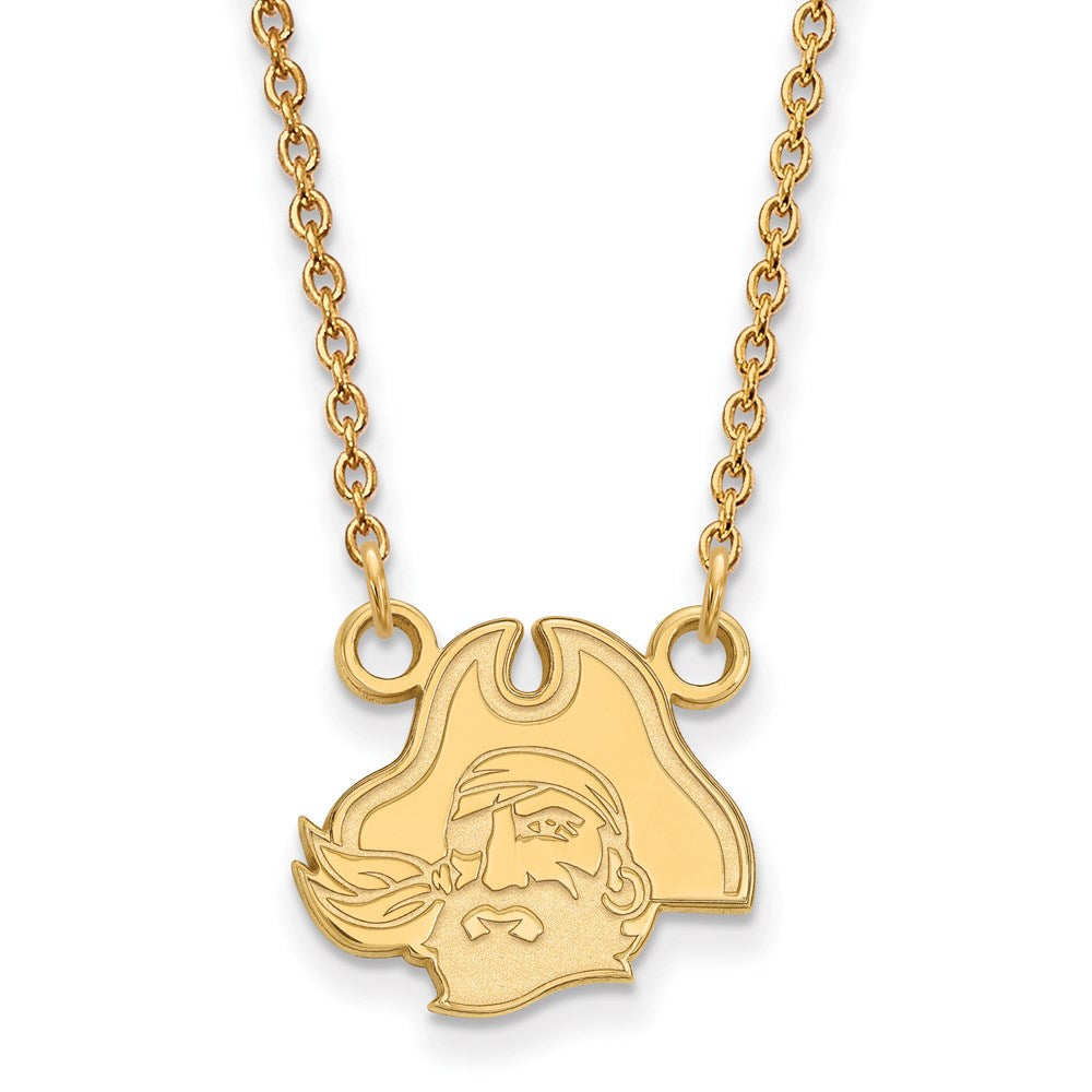 14k Gold LogoArt East Carolina University Pirate Small Pendant 18 inch Necklace