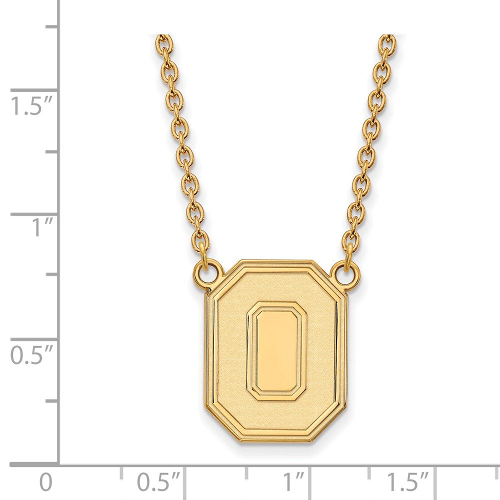 14k Gold LogoArt The Ohio State University Letter O Large Pendant 18 inch Necklace