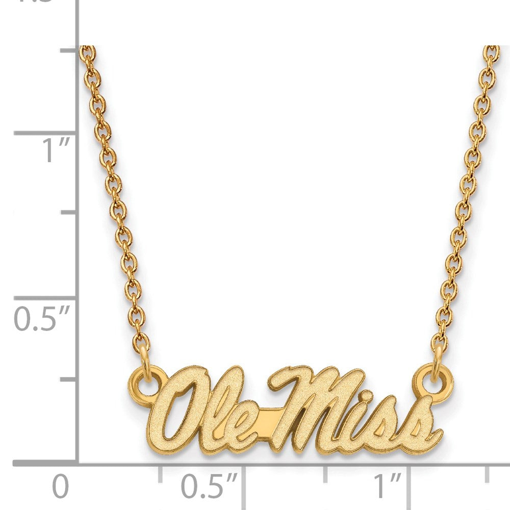 14k Gold LogoArt University of Mississippi Ole Miss Small Pendant 18 inch Necklace