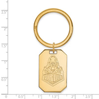 Sterling Silver Gold-plated LogoArt Purdue University Boilermakers Train Logo Key Ring