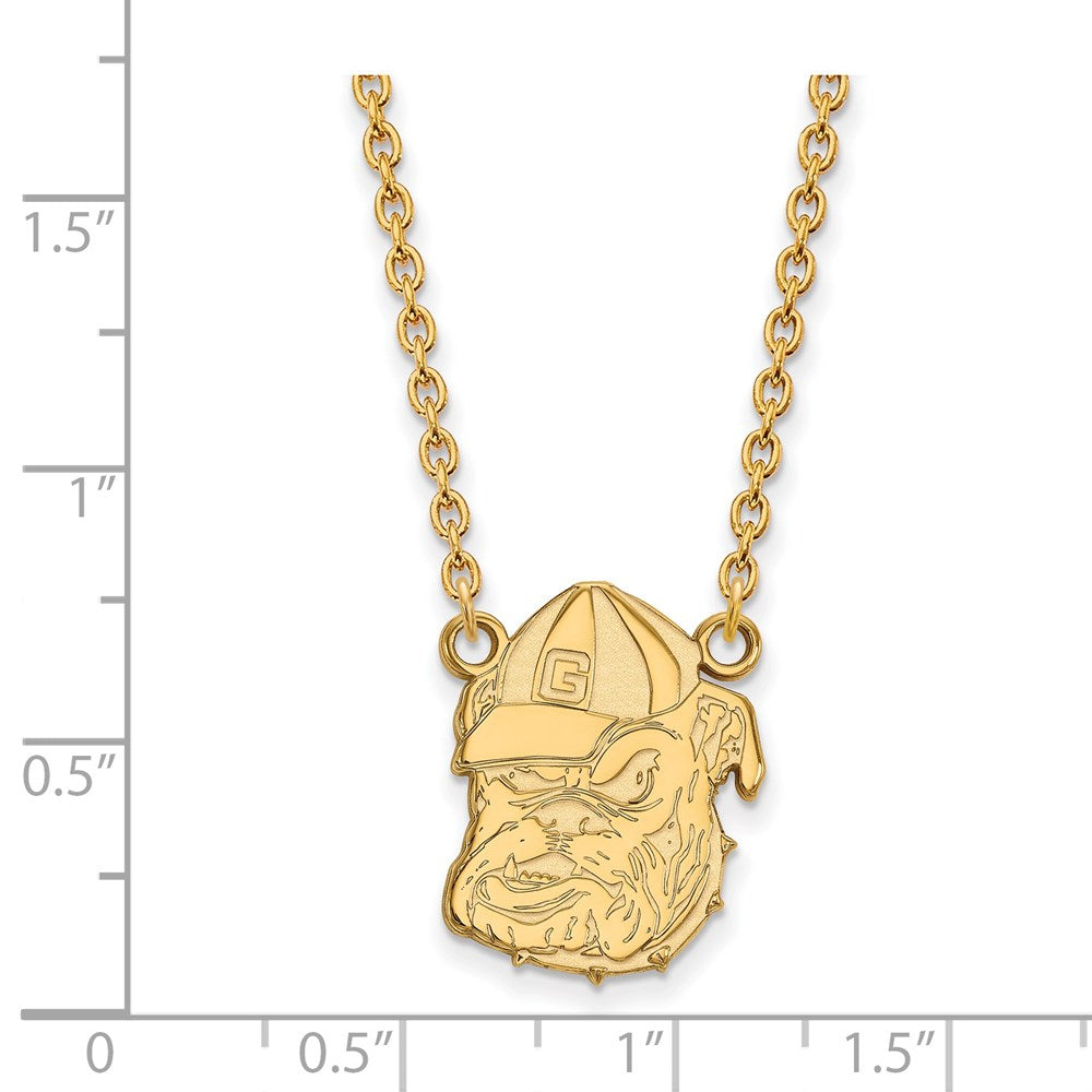 14k Gold LogoArt University of Georgia Bulldog Large Pendant 18 inch Necklace