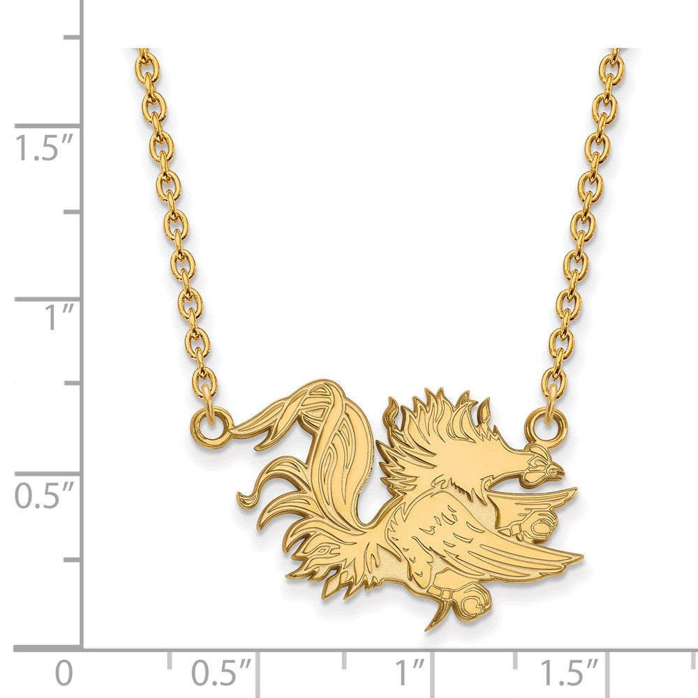 14k Gold LogoArt University of South Carolina Gamecock Large Pendant 18 inch Necklace