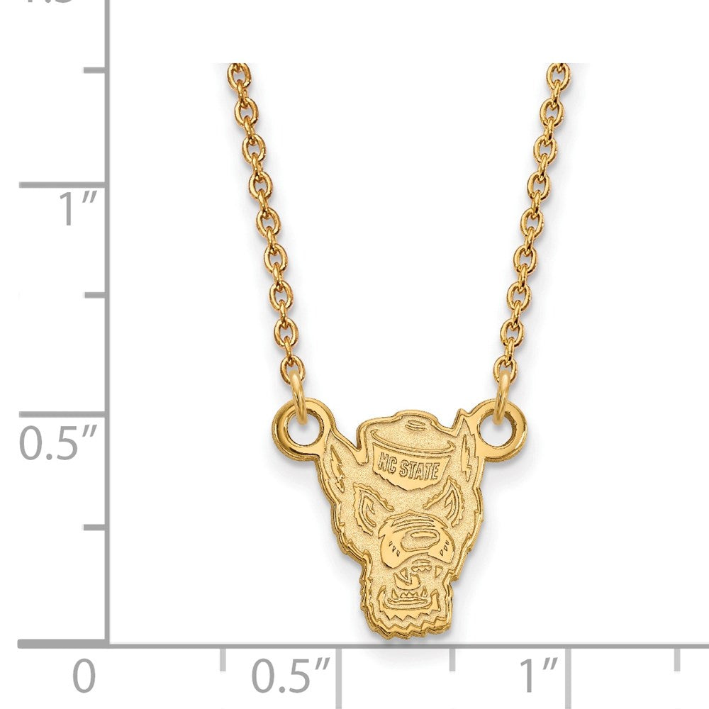 14k Gold LogoArt North Carolina State University Wolf Small Pendant 18 inch Necklace