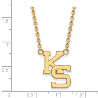 14k Gold LogoArt Kansas State University K-S Large Pendant 18 inch Necklace