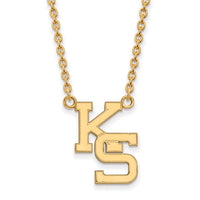 14k Gold LogoArt Kansas State University K-S Large Pendant 18 inch Necklace
