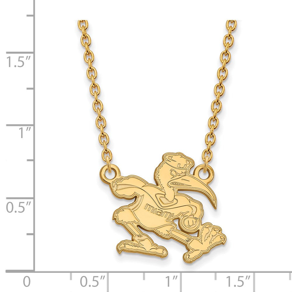14k Gold LogoArt University of Miami Florida Sebastian Large Pendant 18 inch Necklace