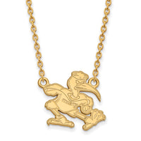 14k Gold LogoArt University of Miami Florida Sebastian Large Pendant 18 inch Necklace