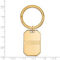 Sterling Silver Gold-plated LogoArt Purdue University Block Type Key Ring