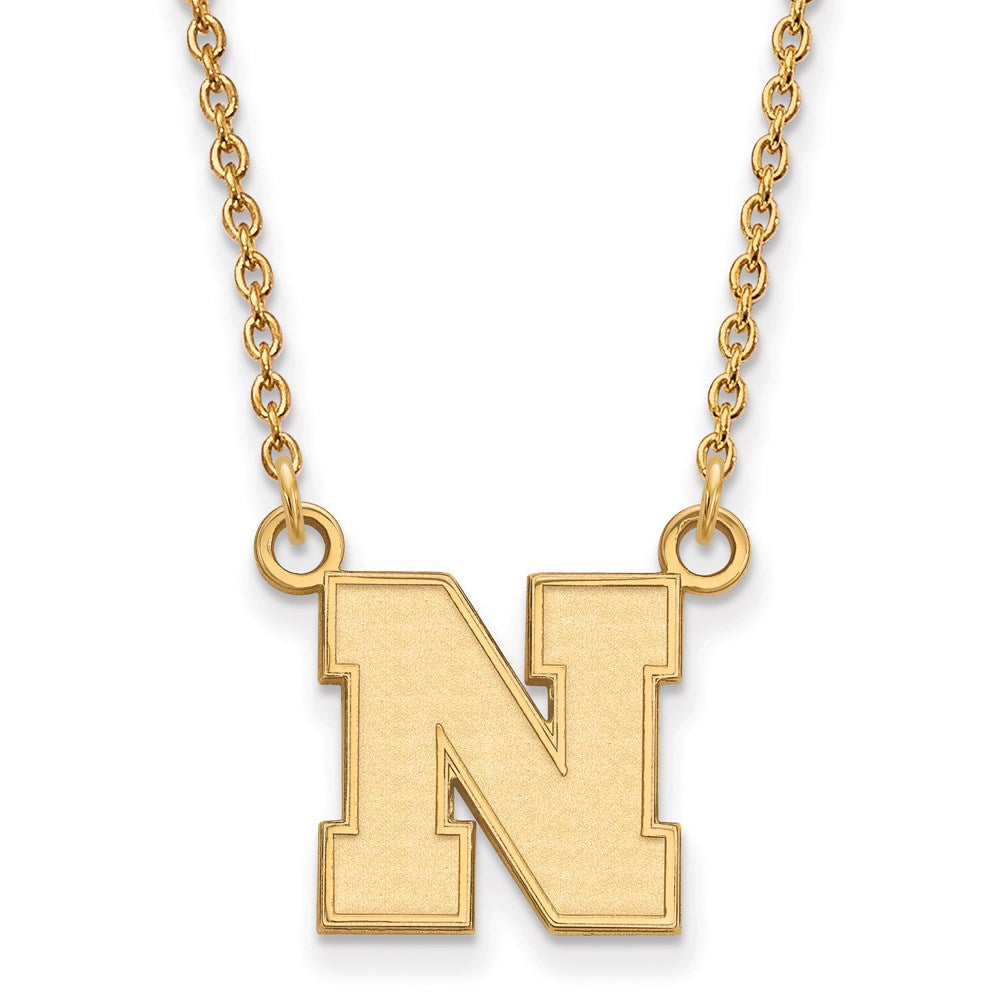 14k Gold LogoArt University of Nebraska Letter N Small Pendant 18 inch Necklace