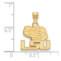 Sterling Silver Gold-plated LogoArt Louisiana State University L-S-U Tiger Eye Small Pendant