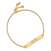 Sterling Silver Gold-plated LogoArt University of South Carolina Small Bar Adjustable 9 inch Bracelet