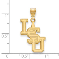Sterling Silver Gold-plated LogoArt Louisiana State University L-S-U Large Pendant
