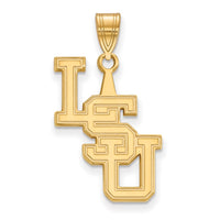 Sterling Silver Gold-plated LogoArt Louisiana State University L-S-U Large Pendant