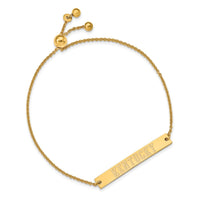 Sterling Silver Gold-plated LogoArt University of Kentucky Small Bar Adjustable 9 inch Bracelet