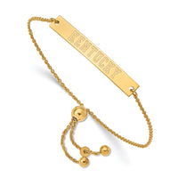 Sterling Silver Gold-plated LogoArt University of Kentucky Small Bar Adjustable 9 inch Bracelet