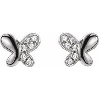 Sterling Silver .04 CTW Diamond Butterfly Earrings 2