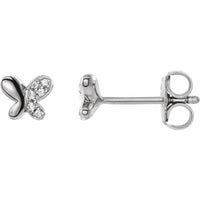 Sterling Silver .04 CTW Diamond Butterfly Earrings 1
