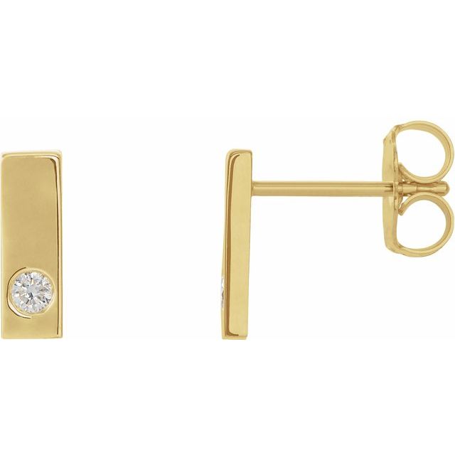 14K Yellow .06 CTW Diamond Bar Earrings 1