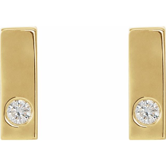 14K Yellow .06 CTW Diamond Bar Earrings 2