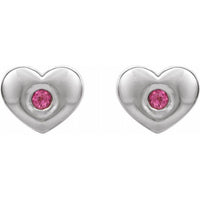 14K White Pink Tourmaline Heart Earrings 2