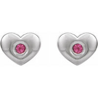 14K White Pink Tourmaline Heart Earrings 2
