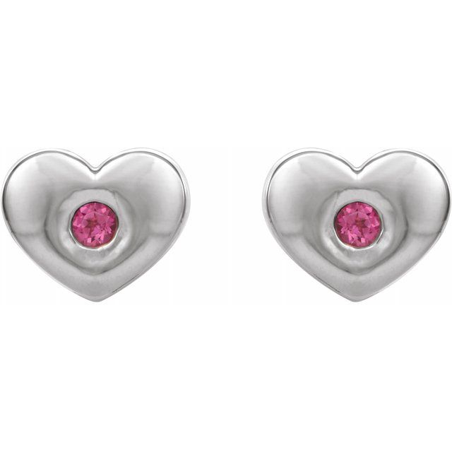 Sterling Silver Pink Tourmaline Heart Earrings 2